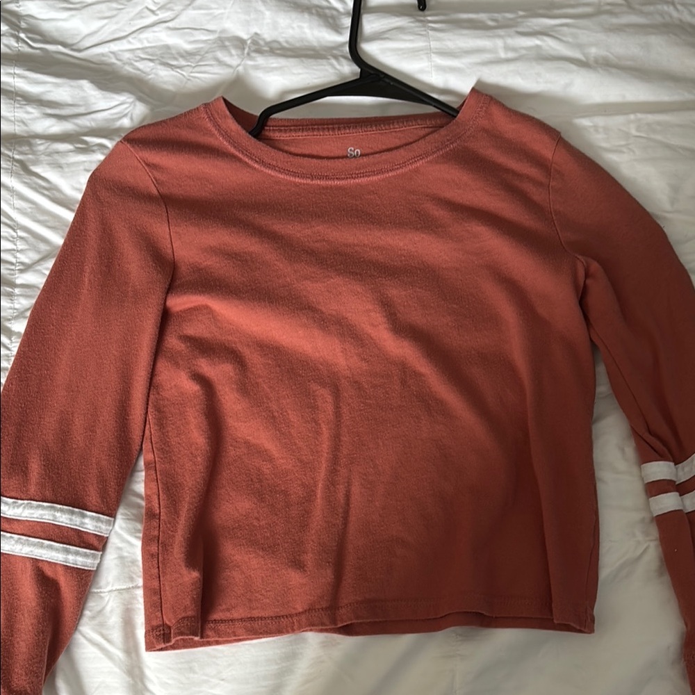 SO Kids Long Sleeve Tee - Rust with White Stripes